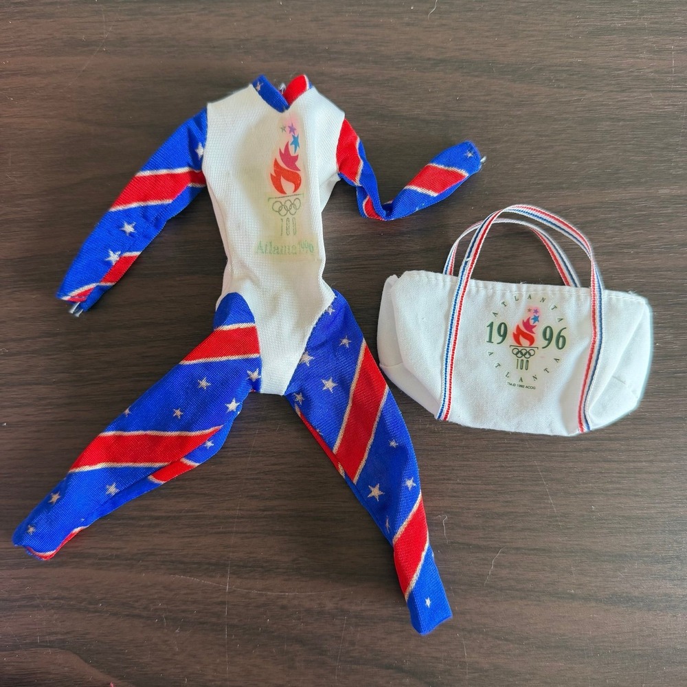 Vintage 1996 Atlanta Olympic Games Barbie Doll‎ Outfit Bodysuit and Tote Bag Set